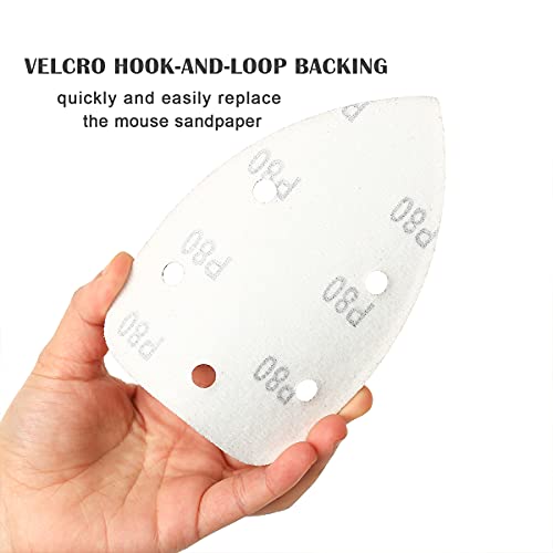 105 PCS Mouse Sander Sandpaper Assortment Palm Sander Sandpaper Detail Sander Sandpaper Hook and Loop 40/60/80/120/180/240/320 Grit Mouse Sandpaper - Thumbnail 5