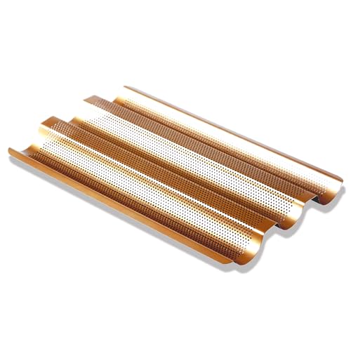 PONIXA Plaque de cuisson anti-adhésive en acier carbone perforée pour baguette française