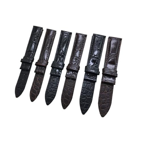 Run Ken 両面ワニ革時計バンド 14 16 18 19 20 21 22 ミリメートル本革アリゲーター時計ストラップバンド蝶バックル(Black rose clasp,20mm)