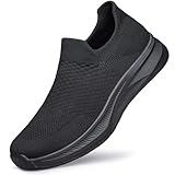 Men's Slip On Walking Shoes - Zapatos de Hombre Lightweight Breathable Tennis Sneakers with Non-Slip EVA Outsole for Daily Wear, Gym & Travel Black Size 10.5