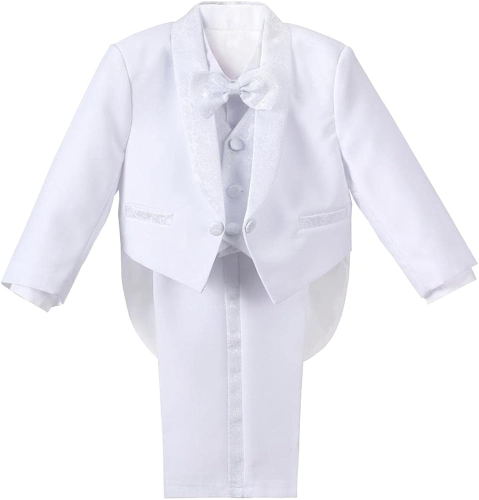 Completo Smoking Bambino Grigio 5 Pezzi - Giacca, Gilet, Camicia, Cravatta, Pantaloni Per Cerimonie 5-13 Anni - Foto 8