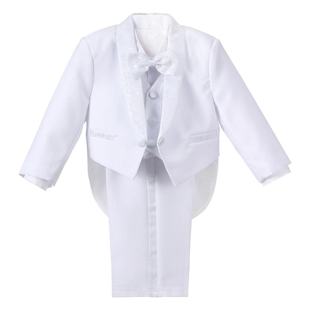 Lito Angels Esmoquin Trajes y Blazers Elegantes para Bebe Niños, Conjunto de 5 Piezas (Chaqueta, Chaleco, Camisa, Pajarita y Pantalones), Negro Blanco Marfil