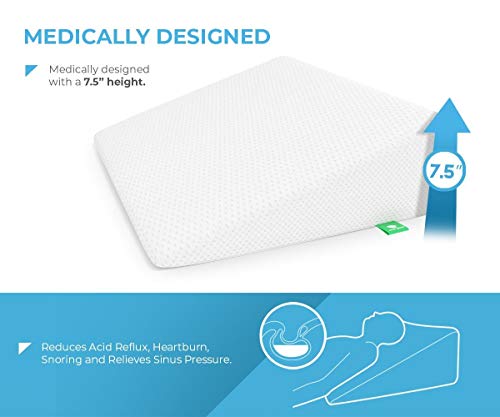 Wedge Pillow for Sleeping - 7.5 Inch Memory Foam Bed Wedge for Sleeping, Reading, Post Surgery & Leg Elevation - Triangle Pillow with Washable Cover 26x25x7.5 inch - Thumbnail 4
