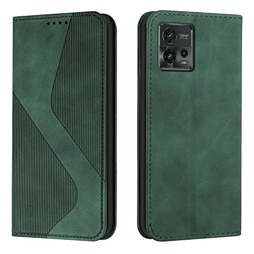 Mo-Somnus Kompatibel mit Motorola Moto G72 Hülle, Schutzhülle Motorola Moto G72, Magnet PU Leder Tasche Handyhülle Motorola Moto G72, Klappbar Motorola Moto G72 Brieftasche Klapphülle (Grün)