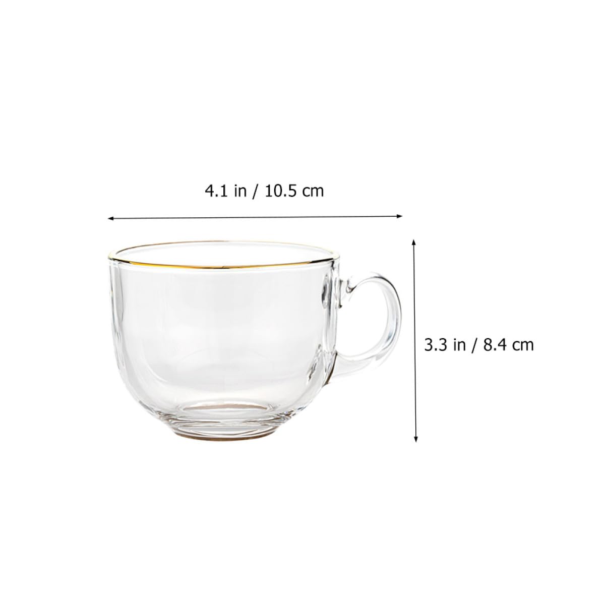 HOMSFOU Set da 3 Tazze di Vetro Trasparente Bordo Dorato, Tazze da Latte e Caffè Manico, Bicchieri per Colazione e Bevande Calde per Casa, Ufficio e Bar