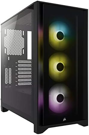 Corsair iCUE 4000X RGB Tempered Glass Mid-Tower ATX Case (Tempered Glass Side and Front Panels, RapidRoute Cable Management System, Spacious Interior, Three Included 120 mm RGB Fans) Black