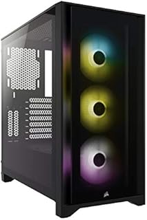 Corsair iCUE 4000X RGB Tempered Glass Mid-Tower ATX Case (Tempered Glass Side and Front Panels, RapidRoute Cable Management System, Spacious Interior, Three Included 120 mm RGB Fans) Black