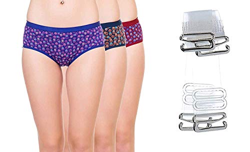 Image of AQUAZZURA Women's Cotton Multicolor Printed Panty | Panties | Bikni (Combo Pack of Three)