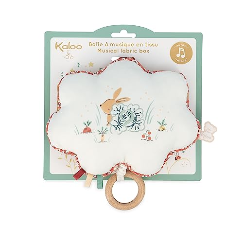 Kaloo, Petites Chansons, Fabric and Wood Music Box, 15 cm Musical Pillow, “My Little Bunny” Nursery Rhyme (French)