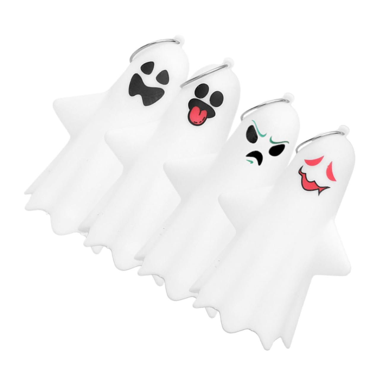 ULTECHNOVO 4Pcs LED Glowing Ghost Figurine Hanging Decor Playful Halloween Ghost Decorations for Indoor Use for Home Office Cafe Party Celebrations