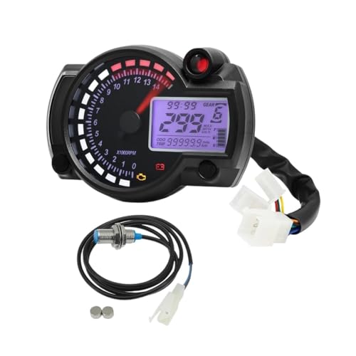 KNVBGG Speedometer Odometer Meter 12V Moto Dashboard Speedometer Digital 7 Colors Odometer Motorcycle Tacho Guage with Alarm Lamp Speedometer Meter