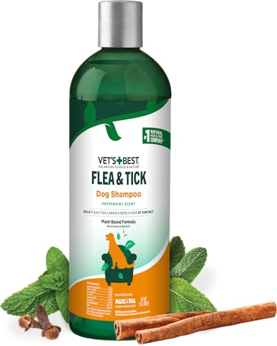 Vet’s Best Flea and Tick Shampoo for Dogs – Advanced Strength Plant-Based Formula for Flea...