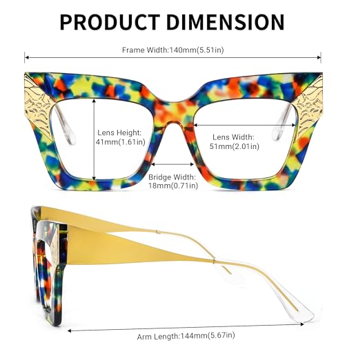 Image of Zeelool Retro Oversized Square for Women Eyeglasses Frame with Non-prescription Clear Lens ZJGA652634-02 Flower