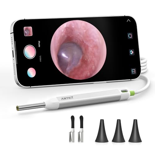 Anykit Digital Otoscope Compatible with Android Devices Ear Camera with Ear Wax Removal Tools Video Ear Scope Otoscope with Light Capture Photos and Videos (Silver)