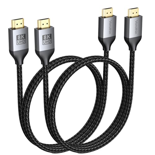 3FT HDMI 2.1 Cable 8K 2-Pack, High Speed HDMI eARC / ARC CL3 Rated Cord 48Gbps with 8K@60Hz,...