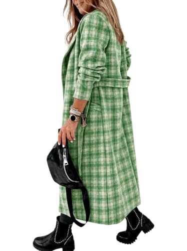 Image of Ladiyo Womens Classic Coat Lapel Collar Open Front Belted Long Jacket