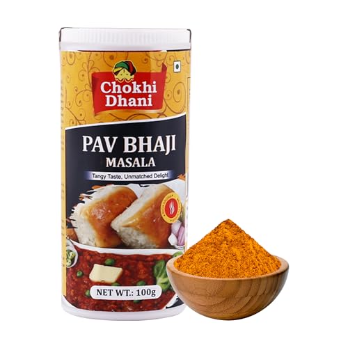 Image of Chokhi Dhani Pav Bhaji Masala 100g | Mumbai Street Style Spice Mix | Chatpata & Spicy Tawa Masala for Pav Bhaji & Tawa Pulao | Authentic Desi Flavour