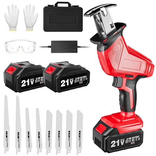 電動ノコギリ 充電式 レシプロソー 2個バッテリー付き &...