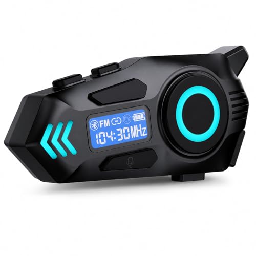 Intercom Moto, Casque Moto Bluetooth, Écouteurs Casque Moto, Casque de Moto Bluetooth, Écouteurs Moto avec Assistant Vocal, Bluetooth 5.4 Kit avec IP67...