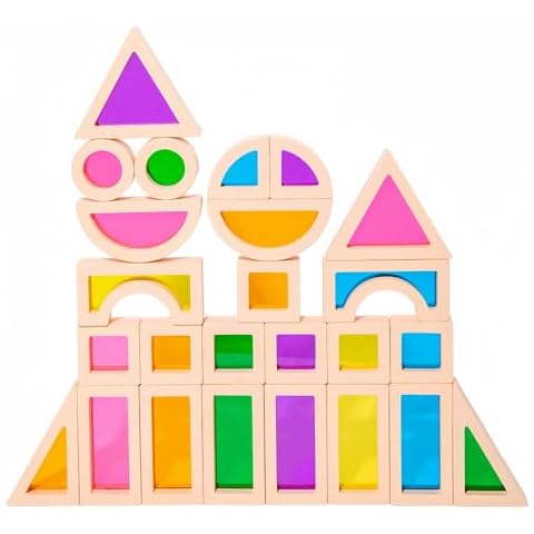 Rainbow Blocks,Acrylic Building Block Toys,Rainbow Stacking Sensory Toys,Toys Set Colorful Preschool Learning Educational Toys for Boys and Girls, Blocks for Toddlers 1-3 (25 PCS) Cover