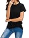 MSHING Women Casual Round Neck Short Sleeve Tie Up Blouse Comfortable Cotton Basic Tops, Black, X-Large