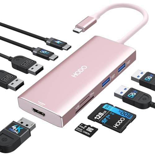 Hub USB C para MacBook, Mac, adaptador multipuerto 9 en 1 con 4K 60 Hz HDMI, 100 W PD, ranura para tarjeta SD TF, 4 USB y puerto de datos USB C, dongle tipo C para iPad, MacBook Pro Air, Dell,