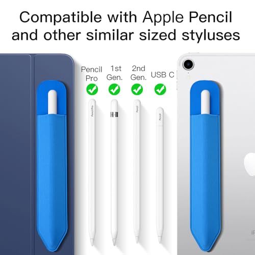 Image of MoKo Adhesive Pencil Case Holder Sticker for Apple Pencil, 2Pcs Cobalt Blue | Elastic Pencil Pocket Pouch, Adhesive Sleeve, Attached to iPad Case, For Pro /USB-C /1st /2nd Gen and Similarly Stylus Pens