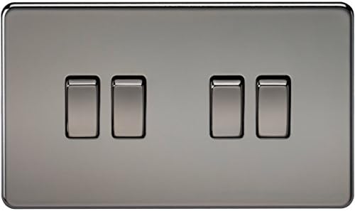 Knightsbridge SFR9000BN Twin Screwless 13A 2G Dp Switched Socket Nickel with Black Insert, 230 V