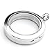 Jovivi 25mm Living Floating Memory Glass Locket Necklace - Matte Stainless Steel Secure Closure