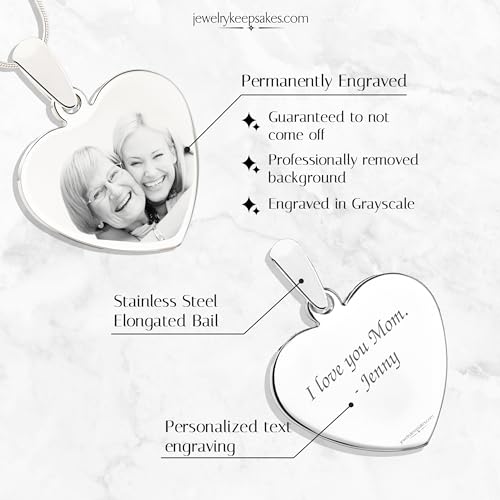 Personalized Picture Engraved Heart Pendant with 20" Chain3