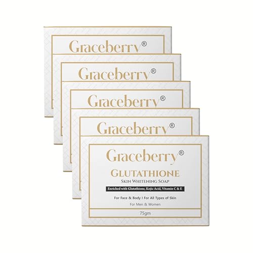Image of Graceberry Brightening Glutathione and Kojic Acid Soap | Glutathione Bath Soap for Men & Women | Fades Dark Spots & Hyperpigmentation (Pack -5)