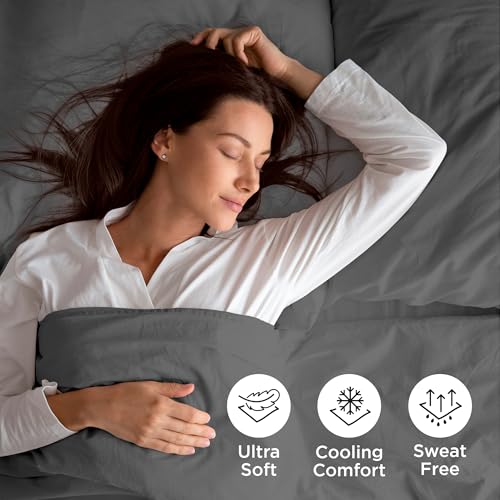 Image of ROYALE LINENS 4 Piece King Sheets Set - Soft Brushed 1800 Microfiber Bedding - 1 Fitted and 1 Flat Sheet, 2 Pillow Cases - Wrinkle Free & Fade Resistant - Hotel Luxury Bed Sheets Set (Grey, King)