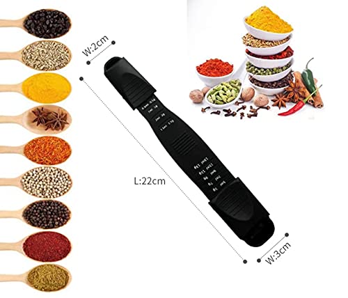 Zsirue Adjustable Measuring Spoon, Double Ends Scale, Multi-Stalls Measuring Spoon, Measuring Dry/Semi-Liquid Ingredients, Metering Spoon For Baking, Cooking, Coffee Bean, Sugar, Salt, Powder (Black) #TOP1