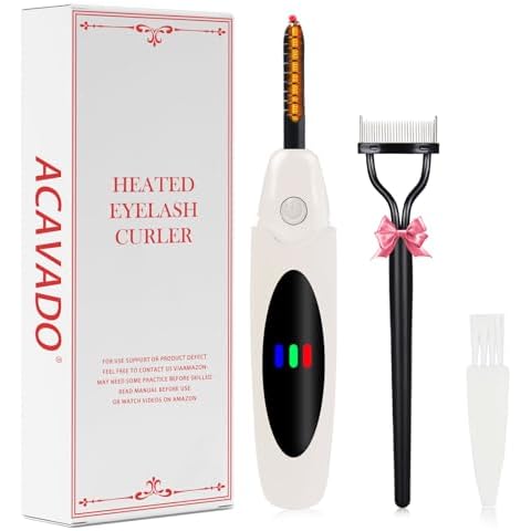 ACAVADO Heated Eyelash Curler Professional- Fast Heating Up, Naturally Lashes Curling with Innovative ARC Desigh, Perfect Fit Lash, Quick Type-C Rechargeable, 3 Heating Mode, Anti-Burn Eyelid Cover