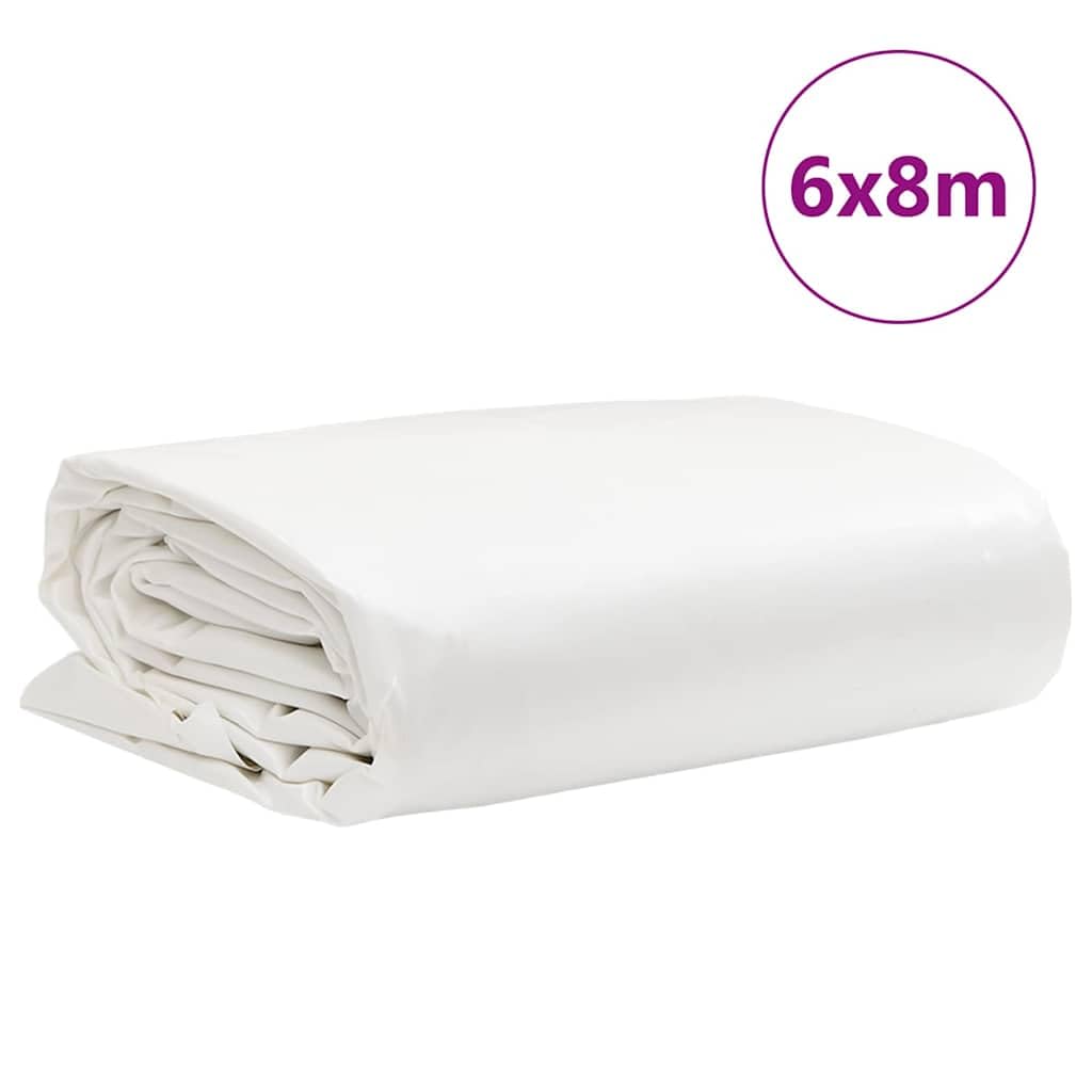Abdeckplane Weiß 6x8 m 650 g/m² Canvas mit PVC-Beschichtung reißfest wasserfest UV-beständig für Garten Möbel Boot Fahrrad Anhänger Outdoor Camping Schutz und Regenschutz