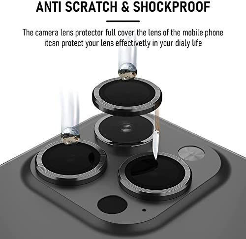 Image of Camera Lens Protector Compatible iPhone 13 Pro [Set OF 3] Camera Protector High Definition Anti-Scratch Full Coverage Metal Ring Ultra-Thin (Black)