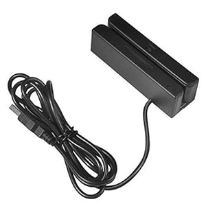 Heitamy MSR90 Magnetic Strip Card Reader 3 Track USB POS Magstripe Credit Card Swipe Reader Mini Swiper for POS System Cashier Registry Cash Register, Plug and Play, Black