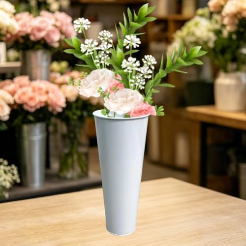 Jarrón metal decorativo galvanizado KESOTO cubo floral resistente tamaño S 5