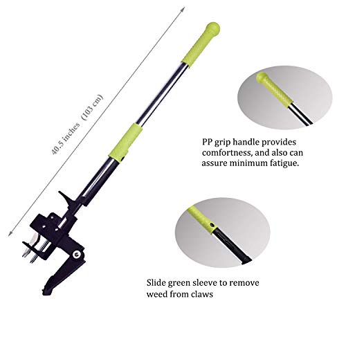ORIENTOOLS Garden Stand-up Weeder, Steel Weeding Root Puller, Dandelions Remover Tool with 4 Claws