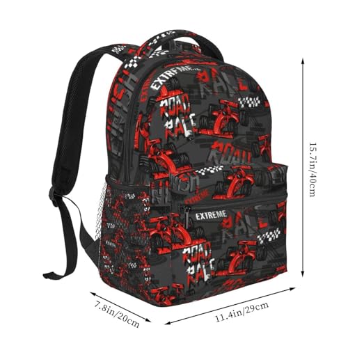 Car Racing Backpack Large Capacity Lightweight Casual Travel Sports Backpack 11.4X7.8X15.7 inch2
