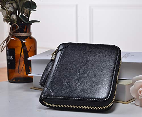 Image of Womens Credit Card Wallet RFID Small Leather ID Card Holder Case (40 Card Slots - Black)