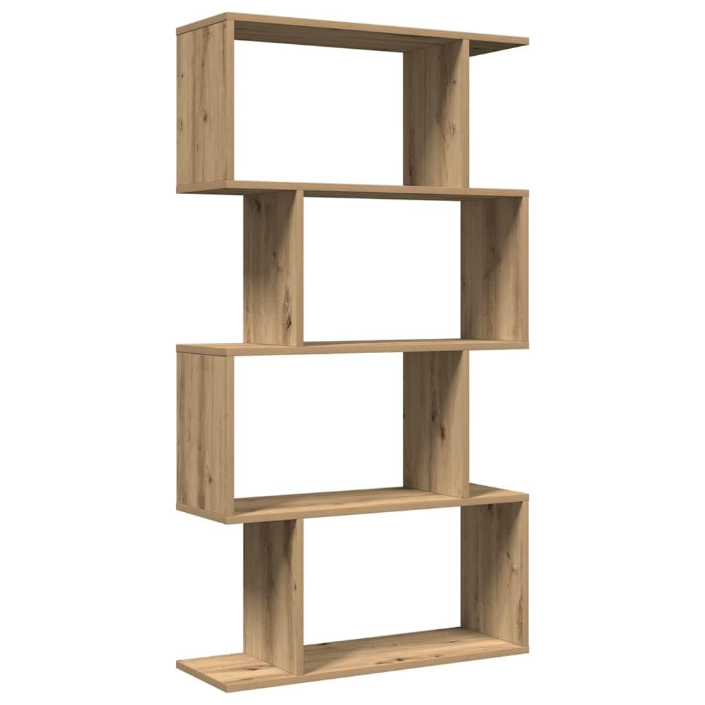 Regał na książki Artisan dąb z 4 półkami, uniwersalny organizer z materiału drewnopochodnego 70 x 24 x 129 cm, do salonu, biura, sypialni