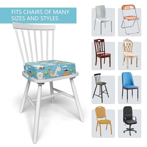 Image of Toddler Booster Seat for Dining Table, Portable Booster Seat for Kitchen Chair, 4 Inch High-Density Foam Cushion with Adjustable Safety Straps and Non-Slip Bottom, Perfect for Kids Travel and Daily