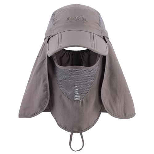 Image of Connectyle Men's Foldable Baseball Sun Cap with Removable Face Mask Neck Flap Cover UPF 50+ Sun Protection Fishing Hiking Hat