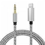 Apple MFi Certified Aux Cord for iPhone, 3.3FT Lightning to 3.5mm Audio Jack Adapter, Lightning to Aux Cable for Car Home Stereo/Speaker/Headphone Compatible with iPhone 14 13 12 11 XS XR X 8, Silver