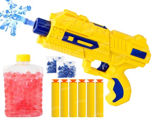Image of Zest 4 Toyz 2 in 1 Shooting Gun Soft Bullet Gun for Kids Toy with 6 Soft Darts and Water Gel Balls Fun Target Shooting Game for Kids Dart Toy Gun for Boys - Yellow
