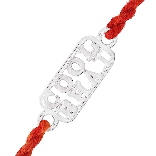 925 Silver Bhai Thread Rakhi with Roli Chawal Pack