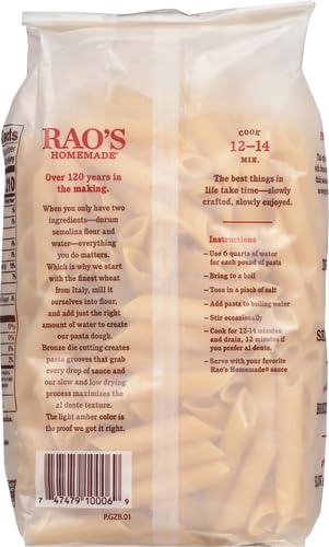 Image of Rao's Homemade Penne Pasta, 16oz, Traditionally Crafted, Premium Quality, From Durum Semolina Flour, Traditional Bronze Die Cut, Imported from Italy (Pack of 2)