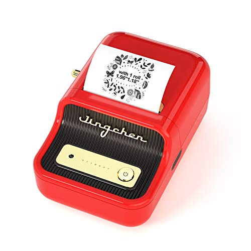 New Product Label Maker Machine with 1 Roll Free Tape NIIMBOT B21 Vintage 2 inches Width Business Thermal Label Printer Price Gun Shipping Label Tag Writer for Home Office Organization Commercial Use (RED)