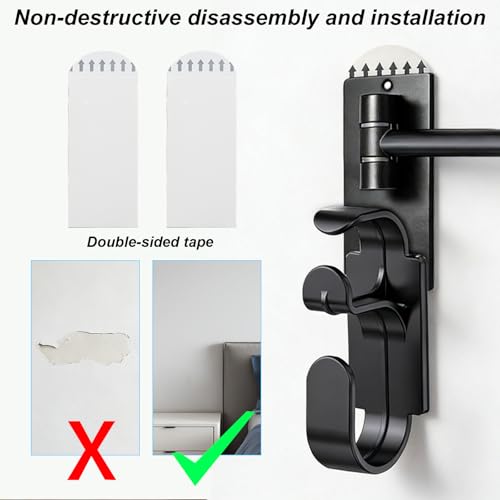 Image of CPAP Hose Holder for Bed (Wall-Damage-Free),CPAP Hanger for Hose and Mask,Rotating Telescopic Arm Prevents Tubing from Getting Tangled.Cpap Hooks Keep The Cpap Supplies Bedside Tidy.(Matte Black)